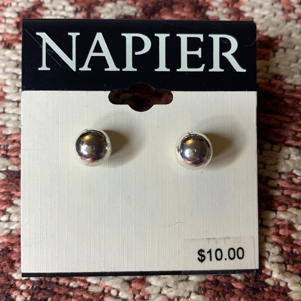 Napier silver ball earrings